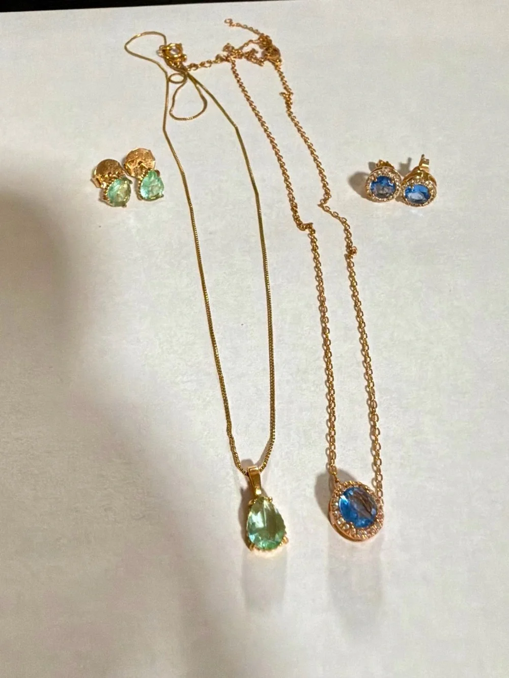 18K Gold Plated Jewelry Set – Light Green & Light Blue Collection